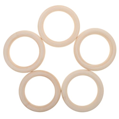 VILLCASE 5 Stück Unfertige Holzringe Natürliche Holzringe für Diy Projekte für Makramee Schmuck und Bastelbedarf mit Einzigartiger Textur und Großzügigen Abmessungen von VILLCASE