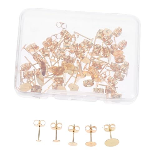 VILLCASE 50 Satz Flache Runde Ohrstecker mit Rücken Diy Schmuckzubehör für Frauen zum Basteln von Einzigartigen Ohrringen von VILLCASE