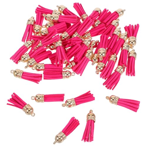 VILLCASE 50 Stück Boho Quasten Schlüsselanhänger Anhänger aus Pu-leder Bunte DIY Tassel Charms für Taschen Schmuck Handarbeit Leichte Modische Accessoire-deko von VILLCASE