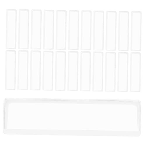 VILLCASE 50 Stück Klare Label Taschen für Regale Aufbewahrungsboxen und Schubladen Transparente Etikettenhüllen mit Starkem Kleber für Büro und Schule von VILLCASE