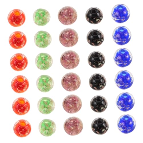 VILLCASE 50 Stück Leuchtende Glasperlen Nachtleuchtende Runde Spacer Perlen für Diy Schmuck Armbänder Halsketten und Bastelarbeiten in Blau Schwarz Grün Rot Lila von VILLCASE