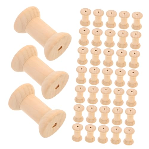 VILLCASE 50 Stück Naturholz Garnspulen für Diy Bastelprojekte Leere Spulen für Stickgarn und Kreative Textilarbeiten Loch VILLCASE 50 Stück Naturholz Garnspulen für Diy Bastelprojekte Leere Spulen für Stickgarn und Kreative Textilarbeiten Loch von VILLCASE
