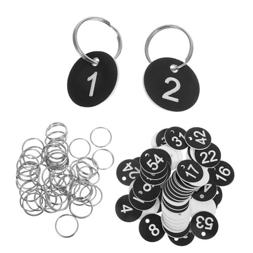 VILLCASE 50 Stück Nummerierte Schlüsselanhänger mit Robusten Metallringen Kunststoff-nummernschilder Runde Gepäck Schlüsselkennzeichnungen für Büro Zuhause Koffer und Reisetaschen von VILLCASE
