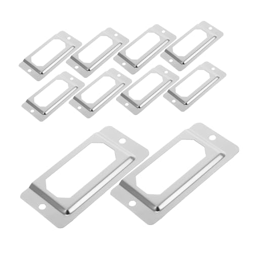 VILLCASE 50 Stück Schachtel Kartenhalterschublade Metalldatei -etiketthalter Schubladen-tag-rahmen Etikettenhalter Aus Metall Retro -metallbezeichnungen Frames Silver Rostfreier Stahl von VILLCASE