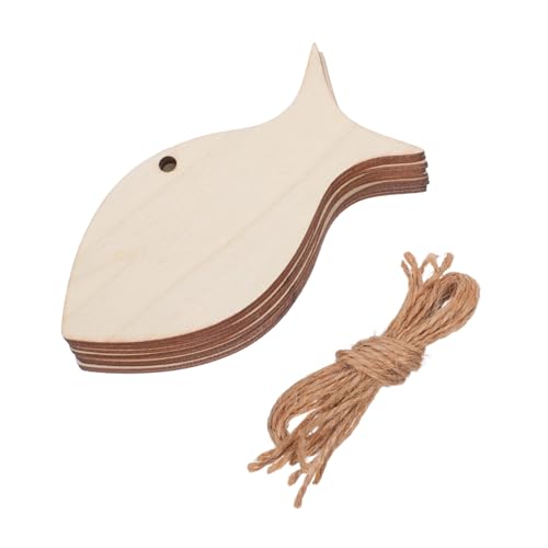 VILLCASE 50 Stück Teiliges Holz Fisch Anhänger mit Naturbelassene Meerestiere Bastelset Rustikale Küsten Wanddeko für Party Eventdekoration Handliche DIY Holzformen für Küstenstil von VILLCASE
