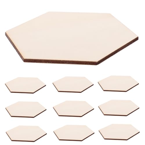 VILLCASE 50 Stück Unbehandelte Sechseckige Holzstücke für Diy Bastelprojekte Naturholz Holzscheiben für Handbemalung Heimdekoration und Kreative Gestaltung von VILLCASE