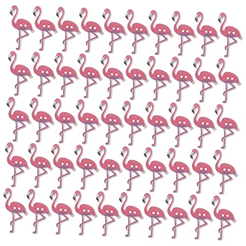 VILLCASE 50 Stück Vogelknöpfe Aus Holz Flamingo-anhänger Dekoration Flamingo-verzierungen Flamingo-nähknöpfe Flamingo-flatback Dekorative Holzknöpfe Knöpfe Nähen Handyhülle Schuh Hölzern von VILLCASE