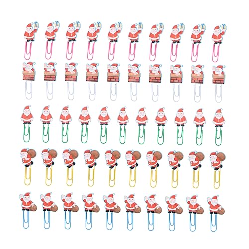 VILLCASE 50 Stück Weihnachts-büroklammer Mini-büroklammer Weihnachts-lesezeichen-clip Lesezeichen Weihnachtsmann Weihnachtsbaum-lesezeichen Weihnachtsmann Büroklammern Colorful Nickel von VILLCASE