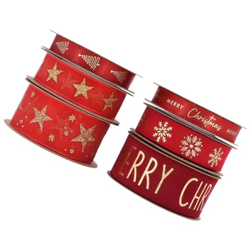 VILLCASE 6 Rollen Rotes Satinband mit Glitzer für Weihnachtsgeschenke Breites Dekorationsband mit Goldakzenten für Fruchtgeschenkboxen Feiertagsdekorationen und Diy Bastelbedarf VILLCASE 6 Rollen Rotes Satinband mit Glitzer für Weihnachtsgeschenke Breites Dekorationsband mit Goldakzenten für Fruchtgeschenkboxen Feiertagsdekorationen und Diy Bastelbedarf von VILLCASE