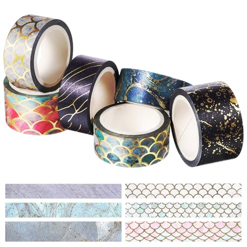 VILLCASE 6 Rollen Washi Tape Set - Washi Tape mit Rhyolith und Wasserrippel - Dekoratives Klebeband FüR Diy, Scrapbooking, Geschenkverpackung (2cm/1.5cm Breit) von VILLCASE