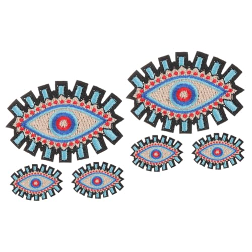 VILLCASE 6 Stück Teiliges Bügelaufnäher Evil Eye Patches Strapazierfähige Dekorative Applikationen für Jacken Hüte Taschen DIY Kleidungsschmuck und Reparatur von VILLCASE