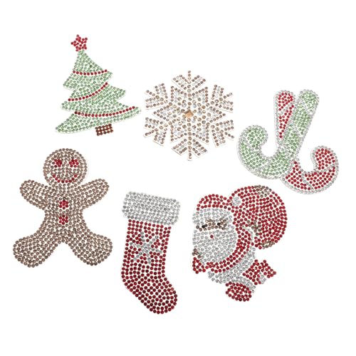 VILLCASE 6 Stück Teiliges Weihnachts-strass-aufnäher Lebkuchenmann und Tannenbaum Selbstklebende Weihnachts-patches für DIY Kleidung Rucksäcke und Accessoires Kreative und Festliche von VILLCASE