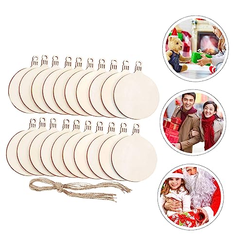 VILLCASE 60 Stück Anhänger Dekorationen Für Zuhause Scheibenverzierungen Weihnachten Baum Runde Ausschnitte Weihnachtsdeko Aus Holz Diy-ornament Aus Holz Dekoration Hängen Hölzern Beige von VILLCASE