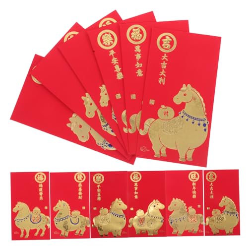 VILLCASE 60 Stück Chinesische Rote Umschläge Großzügig Papier Hongbao Für Lunar Year Hochzeitsfeiern Traditionelles Design Mit Pferdemotiv VILLCASE 60 Stück Chinesische Rote Umschläge Großzügig Papier Hongbao Für Lunar Year Hochzeitsfeiern Traditionelles Design Mit Pferdemotiv von VILLCASE
