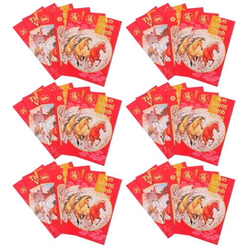 VILLCASE 60 Stück Jahr Des Pferdes Hong Bao Traditionelle Geldumschläge für Glück und Freude bei Festen von VILLCASE