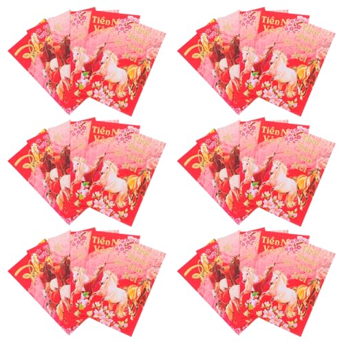 VILLCASE 60 Stück Jahr Des Pferdes Traditionelle Hong Bao Geldumschläge für Frühlingsfest Elegante Geschenkverpackungen von VILLCASE