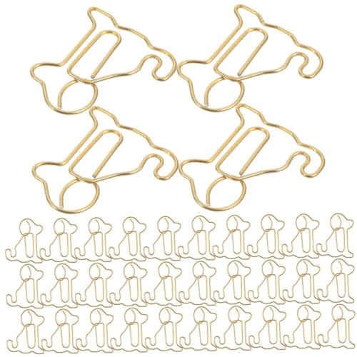 VILLCASE 60 Stück Niedliche Büroklammer Dekorativer Notizclip Papierbefestigungsstifte Hund Büroklammern Hundförmige Papierklemmen Lustige Papierclips Kleine Papierklammern Golden Metall von VILLCASE