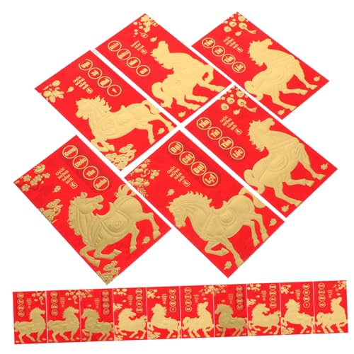 VILLCASE 60 Stück Rote Umschläge Jahr Des Pferdes Traditionelle Vietnamesische Lunar Year Umschläge Robuste Geldumschläge Für Frühlingsfest Geschenkübergabe von VILLCASE
