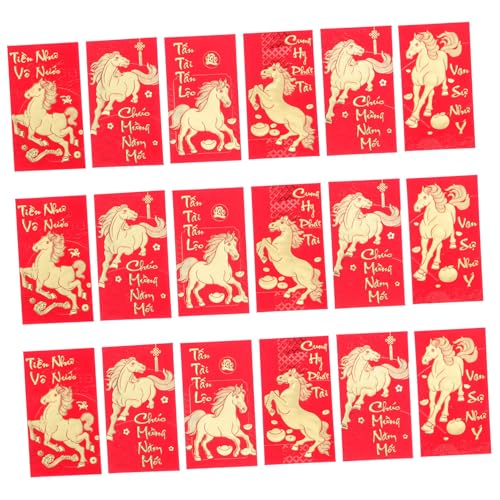 VILLCASE 60 Stück Teiliges Vietnamesische Rote Umschläge Pferdejahr Chinesische Neujahrs Lucky Money Umschläge Geldumschläge für Frühlingsfest Geburtstag Hochzeit und Festtagsfeiern von VILLCASE