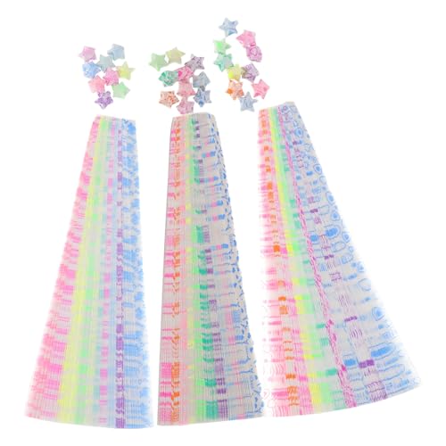VILLCASE 630 Stück Luminous Gradient Sternpapierstreifen Bunte Diy Faltpapiere für Kreative Handarbeiten und von VILLCASE