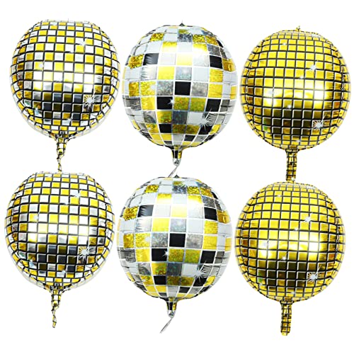 6St Disco-Kugel-Ballon Geburtstagsparty liefert Heliumballons Mini-Disco-Kugeln goldene Discokugel jahrestag festlich nupsis hochzeitsdeko Aluminiumfolie schmücken Dekorationen 4d von VILLCASE