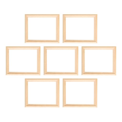 VILLCASE 7 Stück Miniatur Holz Bilderrahmen Teilig Handgefertigte Hohl Geschnitzte Fotorahmen für Puppenhäuser und Miniaturszenen Vintage Wohnaccessoires zum Gestalten und Verschenken von VILLCASE