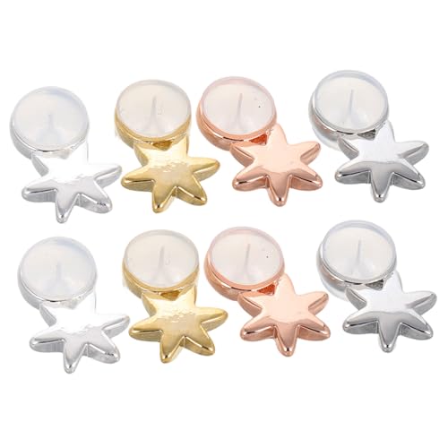 VILLCASE 8 Stück Teiliges Silikon Ohrringstopper mit Sechseckigem Design Stabile Ohrstecker Verschlüsse in Gold Silber Roségold und Weißgold Zuverlässiger Schutz gegen Herunterfallen von VILLCASE