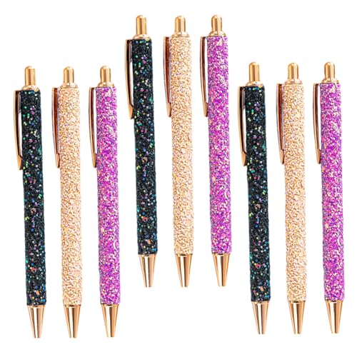 VILLCASE 9 Stück Teiliges Glitzer Kugelschreiber mit Pailletten Einziehbare Bunte Kugelschreiber für Frauen und Mädchen Niedliche Cartoon designs Schwarze Tinte für Büro Schule und von VILLCASE