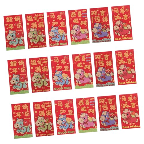 VILLCASE 90 Stück Chinesische Neujahrs-glücksgeldumschläge Jahr Des Pferdes Kreative Rote Hong Bao mit Traditionellem und Modernem Design für Frühlingsfest Geldgeschenke und Dekoration von VILLCASE
