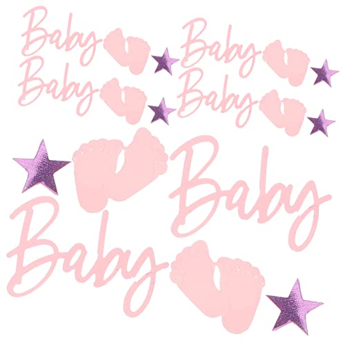 VILLCASE Babyparty Konfetti mit Babyfuß und Fünfsterne Streudeko Genderneutrale Tischdeko für Geburtstag Shower Diy Bastelbedarf Leichte Partydekoration für Feierlichkeiten von VILLCASE