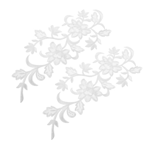 VILLCASE Elegante Blumen Stickerei Applikationen zum Aufbügeln Weiße Blüten Patches für Kleidung DIY Hochzeit Kleidungszubehör Schnell Einfach Anzubringen von VILLCASE