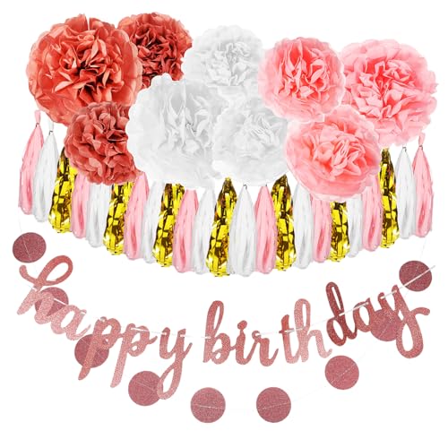 VILLCASE Geburtstagsdeko Papier Pompoms Teilig Roségold Papierblumen Girlande Hängende Tassel Dekoration Stilvolle Partydeko für Feierlichkeiten Einfach zu Montieren Langlebig aus Karton VILLCASE Geburtstagsdeko Papier Pompoms Teilig Roségold Papierblumen Girlande Hängende Tassel Dekoration Stilvolle Partydeko für Feierlichkeiten Einfach zu Montieren Langlebig aus Karton von VILLCASE
