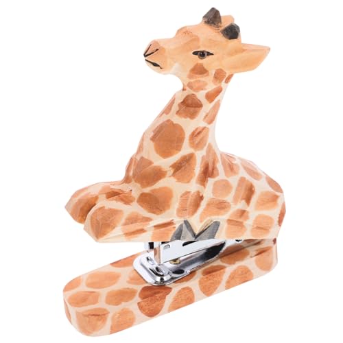 VILLCASE Giraffen-heftgerät Lustiger Tier-hefter Aus Holz Büro-papierheftgerät Tierdekor Wiederverwendbares Heftgerät Für Das Home Office von VILLCASE