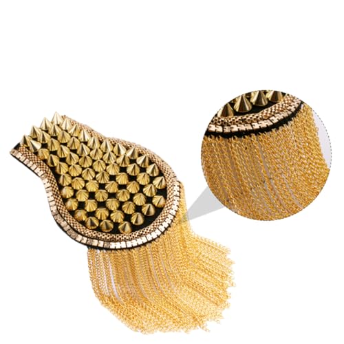 VILLCASE Goldene Genietete Schulterklappen mit Fransen Modische Bühnenkostüm accessoires Epauletten Einfach zu Befestigen Vielseitig für Anzüge Taschen und Hüte Geeignet VILLCASE Goldene Genietete Schulterklappen mit Fransen Modische Bühnenkostüm accessoires Epauletten Einfach zu Befestigen Vielseitig für Anzüge Taschen und Hüte Geeignet von VILLCASE