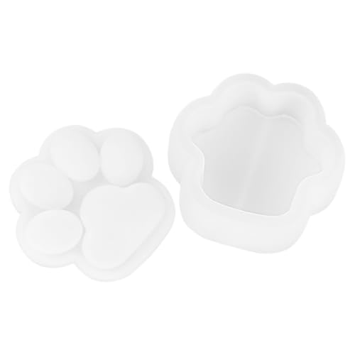 VILLCASE Kasten Aufbewahrungsbox Silikonform Katzen Silikonformen für Harz Epoxidharzformen mit Deckel Katzenkrallenformen Epoxid-Gießform Katzenklauen -Keksform Kieselgel Weiß von VILLCASE