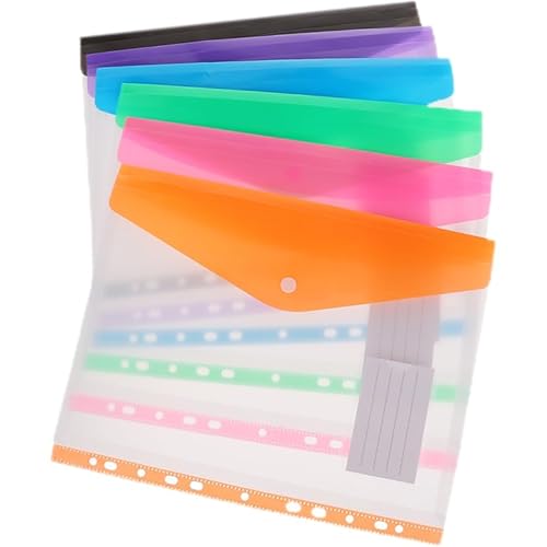 VILLCASE Klarsichthüllen, A4, 6 Stück, mit Druckknopf, Dokumententaschen, perforiert, für Ordner, Büro, farbige Aufbewahrungsbeutel für Schüler VILLCASE Klarsichthüllen, A4, 6 Stück, mit Druckknopf, Dokumententaschen, perforiert, für Ordner, Büro, farbige Aufbewahrungsbeutel für Schüler von VILLCASE