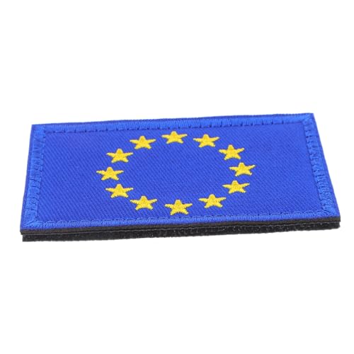 VILLCASE Patches Für Rucksäcke Bestickte Eu -flagge Gestickte Aufnäher Flagge Patch Dekoration Eu Flag -zubehör Flaggenzubehör Der Europäischen Union Eu Pride Dekorationen Blue Nylon von VILLCASE