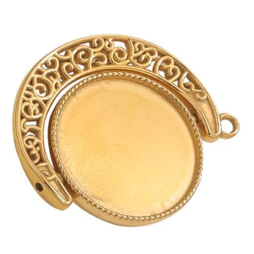 VILLCASE Rotierende Bodenhalterung vintage schmuck runde Lünetteneinstellungen leere Anhängerschalen leere Blendeneinstellungen Fotoanhänger selber machen Rostfreier Stahl Golden von VILLCASE