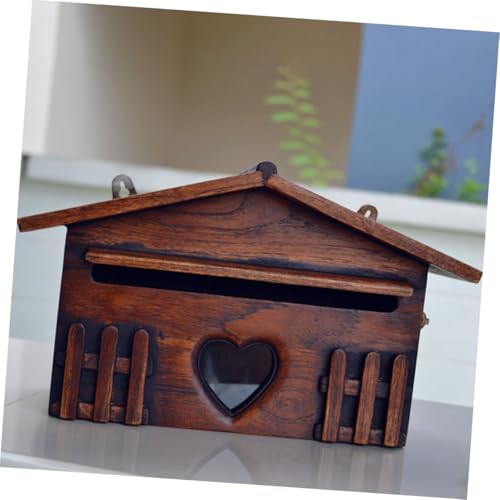 VILLCASE Rustikaler Holz briefkasten Wandmontage Regenfest Vorschlagsbox für Villa Postkasten mit Großer Kapazität Sicher für Briefe und Zeitungen Geeignet für Zuhause und Büro von VILLCASE