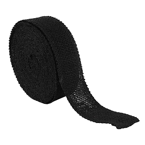 VILLCASE Sackleinenrollen Draht Jute Rot Schlauch Bausatz geschenkband rustikale festlich weihachtsdeko stoffgürtel Weihnachtsband Band zum Verpacken von Geschenken Wickelband Leinen- Black von VILLCASE