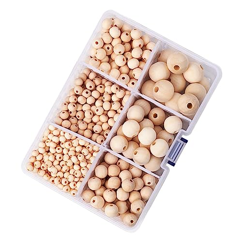 VILLCASE Schmuckperlen Box Mit Runden Holzperlen Perlen Für Schmuck Dekorperlen von VILLCASE