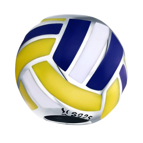 VILLCASE Silber Volleyball Perle Diy Lose Perlen für Armbänder Kreative Schmuckzubehör Weiß Gelb und Blau für Persönliche Designs und von VILLCASE