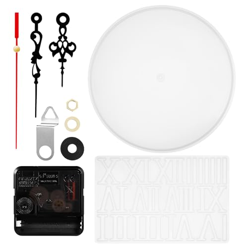 VILLCASE Silikonform Epoxidharz Uhr, Uhr-harzform Uhr Form Runde Wanduhr Epoxidharz Uhr Silikonharz Formbausatz mit Uhr Mechanismus und Arabische Römische Silikonform Resin Formen für DIY Wanduhr von VILLCASE