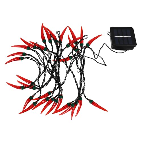 VILLCASE Solarbetriebene Wasserdichte Rote Chili Lichterkette mit Warmweißen Leds Dekoratives Solarlampen Ornament für Außenbereich Garten Balkon und Partybeleuchtung VILLCASE Solarbetriebene Wasserdichte Rote Chili Lichterkette mit Warmweißen Leds Dekoratives Solarlampen Ornament für Außenbereich Garten Balkon und Partybeleuchtung von VILLCASE