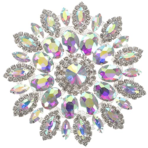 VILLCASE Strass-Applikation Mit Metallkettenrückseite Runde Kristall-Aufnäher Zum Aufbügeln Kristall-Blumenbroschen Für Brautpartykleider von VILLCASE