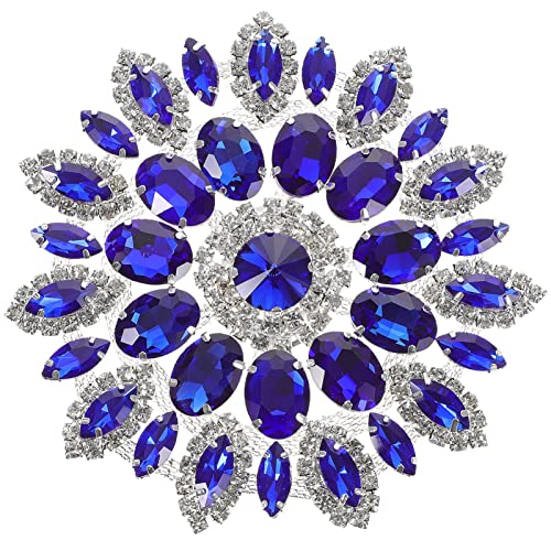 VILLCASE Strass-Applikation Mit Metallkettenrückseite Runde Kristall-Aufnäher Zum Aufbügeln Kristall-Blumenbroschen Für Brautpartykleider von VILLCASE
