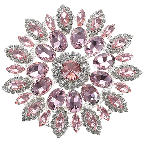 VILLCASE Strass-Applikation Mit Metallkettenrückseite Runde Kristall-Aufnäher Zum Aufbügeln Kristall-Blumenbroschen Für Brautpartykleider von VILLCASE
