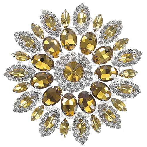 VILLCASE Strass-Applikation Mit Metallkettenrückseite Runde Kristall-Aufnäher Zum Aufbügeln Kristall-Blumenbroschen Für Brautpartykleider von VILLCASE
