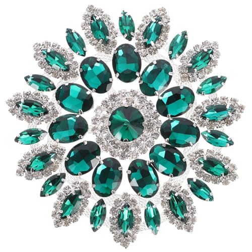 VILLCASE Strass-Applikation Mit Metallkettenrückseite Runde Kristall-Aufnäher Zum Aufbügeln Kristall-Blumenbroschen Für Brautpartykleider von VILLCASE