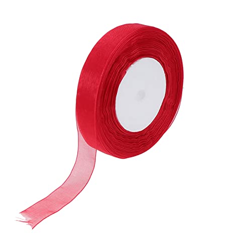 VILLCASE Transparentes Organzaband Chiffonband Für Weihnachts- Halloween- Und Hochzeitsgeschenkverpackungsdekoration (Rot) von VILLCASE